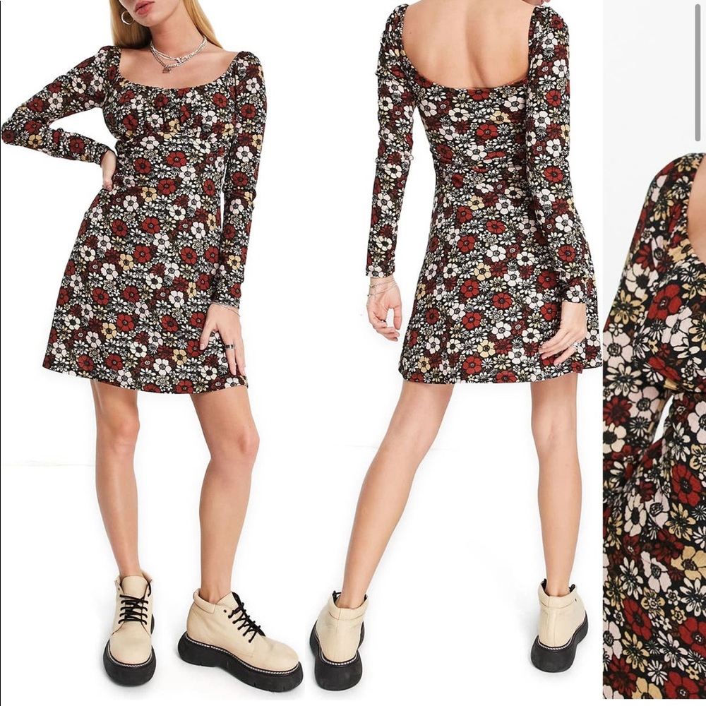 Topshop 70s A-Line Floral mini dress